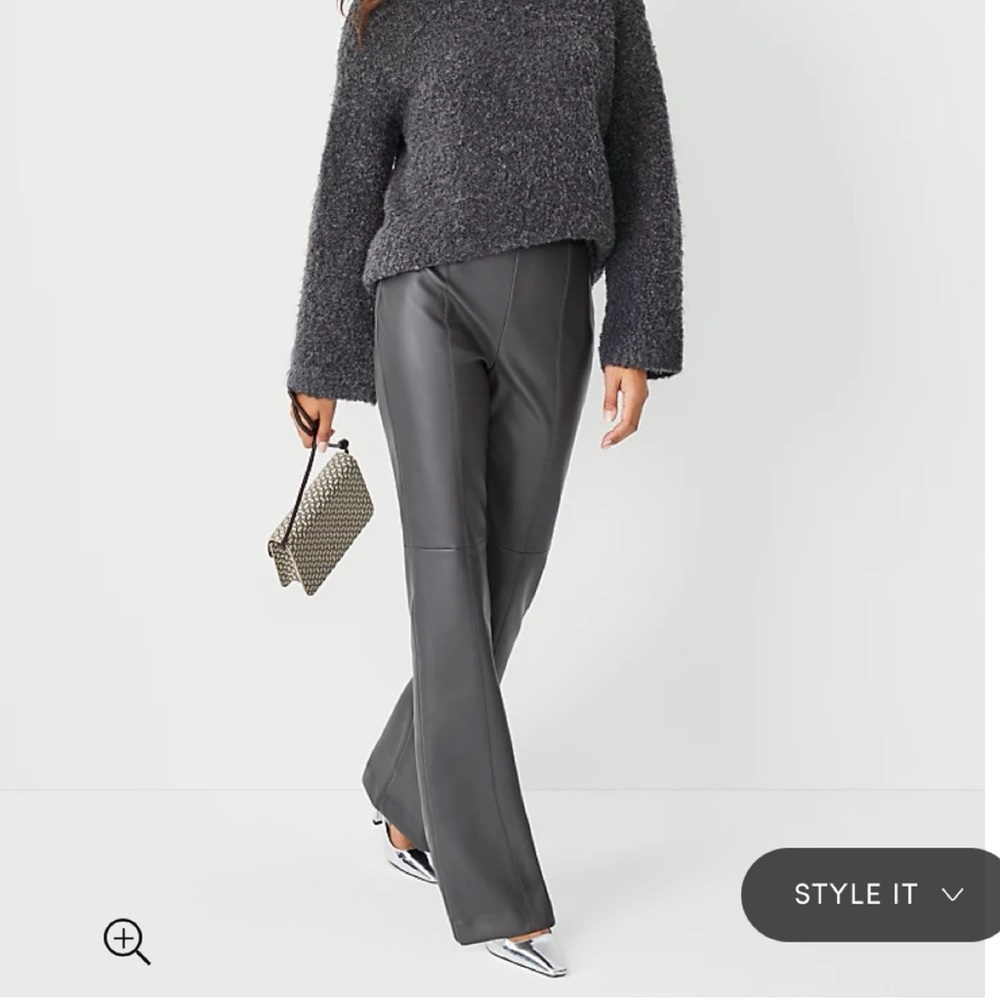 NWT Ann Taylor Zip Trouser Pant in Faux Leather- BEIGE